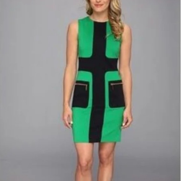 Michael Kors Dresses & Skirts - Michael Kors Women's Size 4 Green & Black Colorblock Sheath Dress